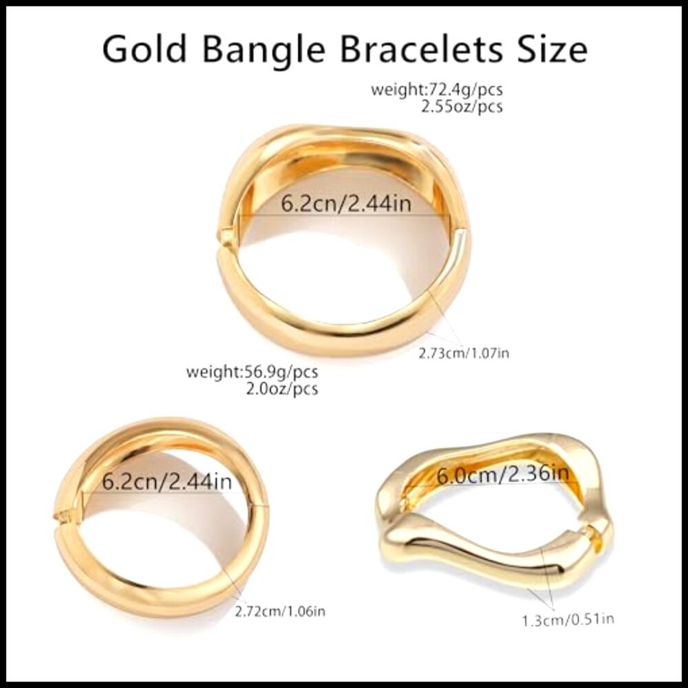 Chunky Wide Cuff Bangle Bracelet Stackable Minima… - image 5